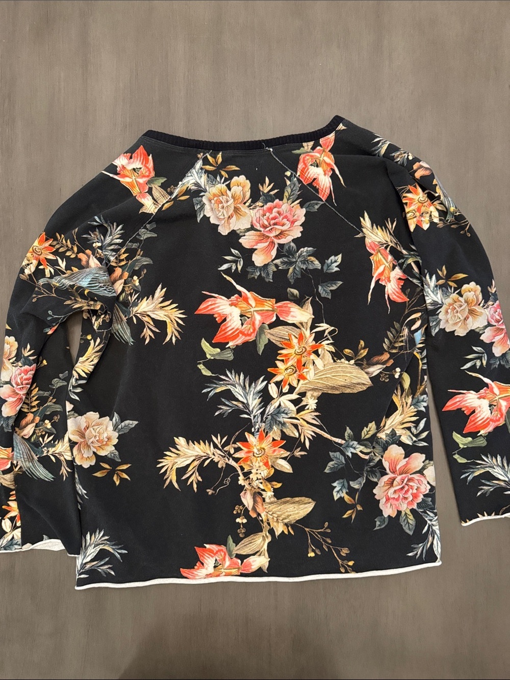 Pete and Greta by Johnny Was Black Floral & Bird Print Pullover - Picture 3 of 3